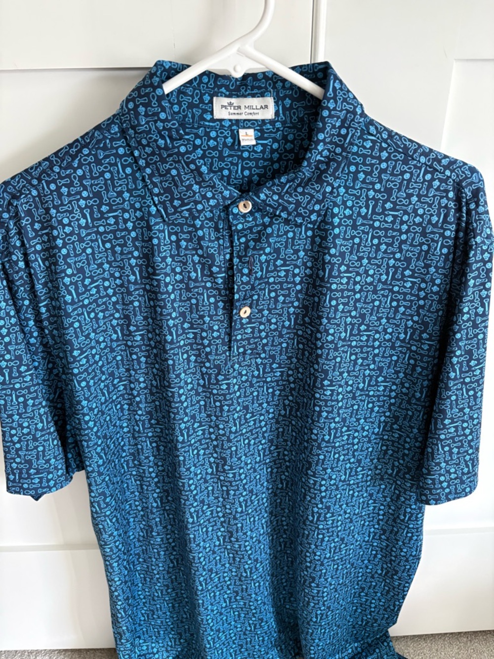 Peter Millar Blue Patterned Polo Shirt